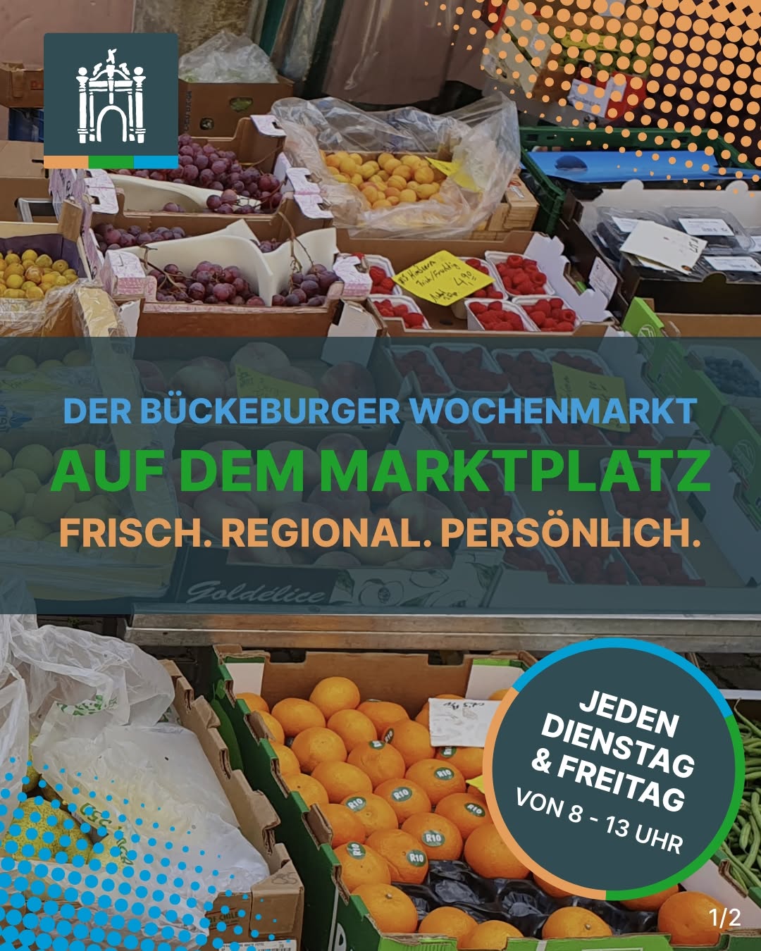 Der Wochenmarkt in Bückeburg Frisch einkaufen, regional unterstützen und dabei noch einen…
